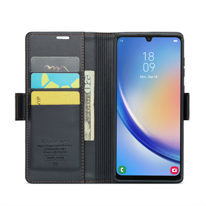 Samsung Galaxy A34 5G Litchi Texture RFID Anti-theft Leather Phone Case with Butterfly Buckle, Stand & Card Wallet with TPU Shell