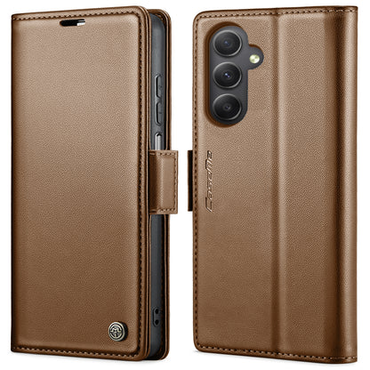 Samsung Galaxy A34 5G Litchi Texture RFID Anti-theft Leather Phone Case with Butterfly Buckle, Stand & Card Wallet with TPU Shell