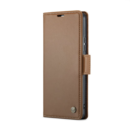 Samsung Galaxy A34 5G Litchi Texture RFID Anti-theft Leather Phone Case with Butterfly Buckle, Stand & Card Wallet with TPU Shell