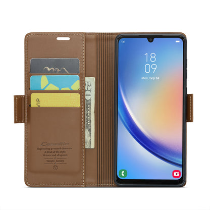 Samsung Galaxy A34 5G Litchi Texture RFID Anti-theft Leather Phone Case with Butterfly Buckle, Stand & Card Wallet with TPU Shell