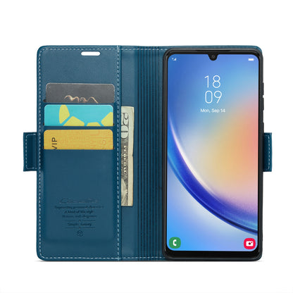 Samsung Galaxy A34 5G Litchi Texture RFID Anti-theft Leather Phone Case with Butterfly Buckle, Stand & Card Wallet with TPU Shell