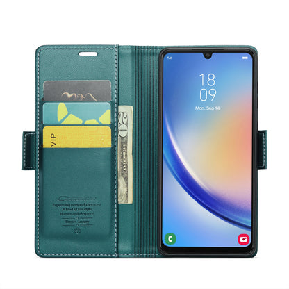 Samsung Galaxy A34 5G Litchi Texture RFID Anti-theft Leather Phone Case with Butterfly Buckle, Stand & Card Wallet with TPU Shell