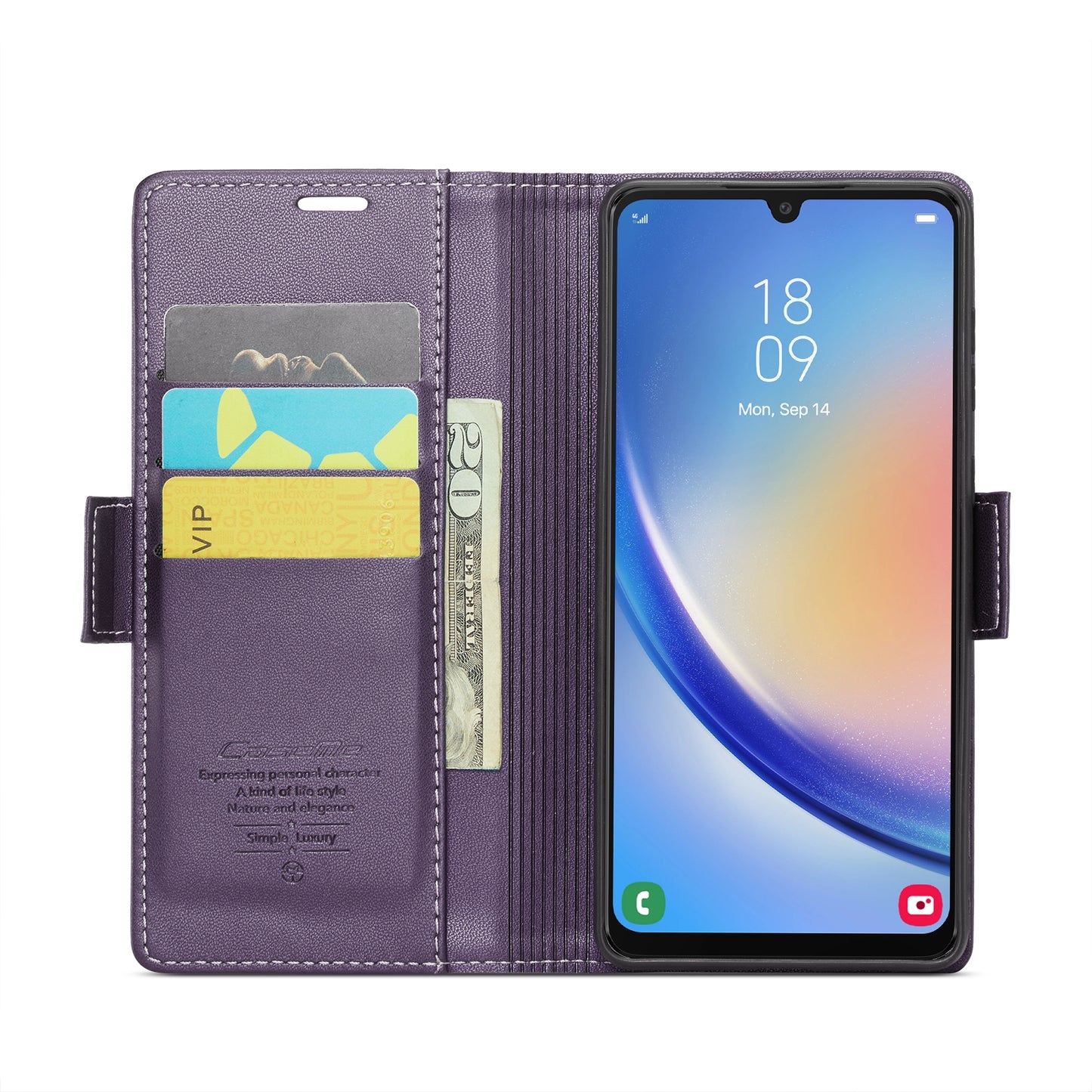 Samsung Galaxy A34 5G Litchi Texture RFID Anti-theft Leather Phone Case with Butterfly Buckle, Stand & Card Wallet with TPU Shell