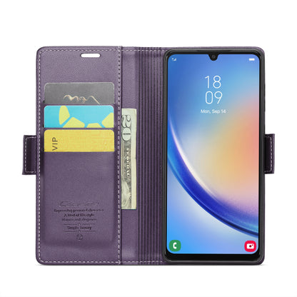 Samsung Galaxy A34 5G Litchi Texture RFID Anti-theft Leather Phone Case with Butterfly Buckle, Stand & Card Wallet with TPU Shell