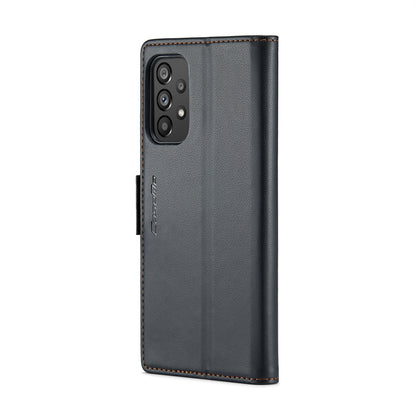 Samsung Galaxy A73 5G Litchi Texture RFID Anti-theft Leather Phone Case with Butterfly Buckle, Stand & Card Wallet with TPU Shell