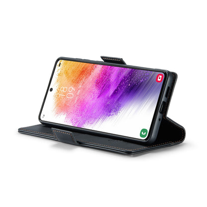 Samsung Galaxy A73 5G Litchi Texture RFID Anti-theft Leather Phone Case with Butterfly Buckle, Stand & Card Wallet with TPU Shell