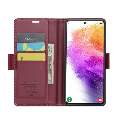 Samsung Galaxy A73 5G Litchi Texture RFID Anti-theft Leather Phone Case with Butterfly Buckle, Stand & Card Wallet with TPU Shell