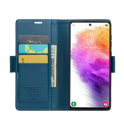 Samsung Galaxy A73 5G Litchi Texture RFID Anti-theft Leather Phone Case with Butterfly Buckle, Stand & Card Wallet with TPU Shell
