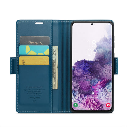 Samsung Galaxy S20 Litchi Texture RFID Anti-theft Leather Phone Case with Butterfly Buckle, Stand & Card Wallet with TPU Shell
