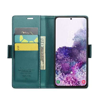 Samsung Galaxy S20 Litchi Texture RFID Anti-theft Leather Phone Case with Butterfly Buckle, Stand & Card Wallet with TPU Shell