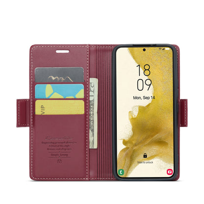 Samsung Galaxy S22+ 5G Litchi Texture RFID Anti-theft Leather Phone Case with Butterfly Buckle, Stand & Card Wallet with TPU Shell