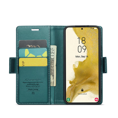 Samsung Galaxy S22+ 5G Litchi Texture RFID Anti-theft Leather Phone Case with Butterfly Buckle, Stand & Card Wallet with TPU Shell
