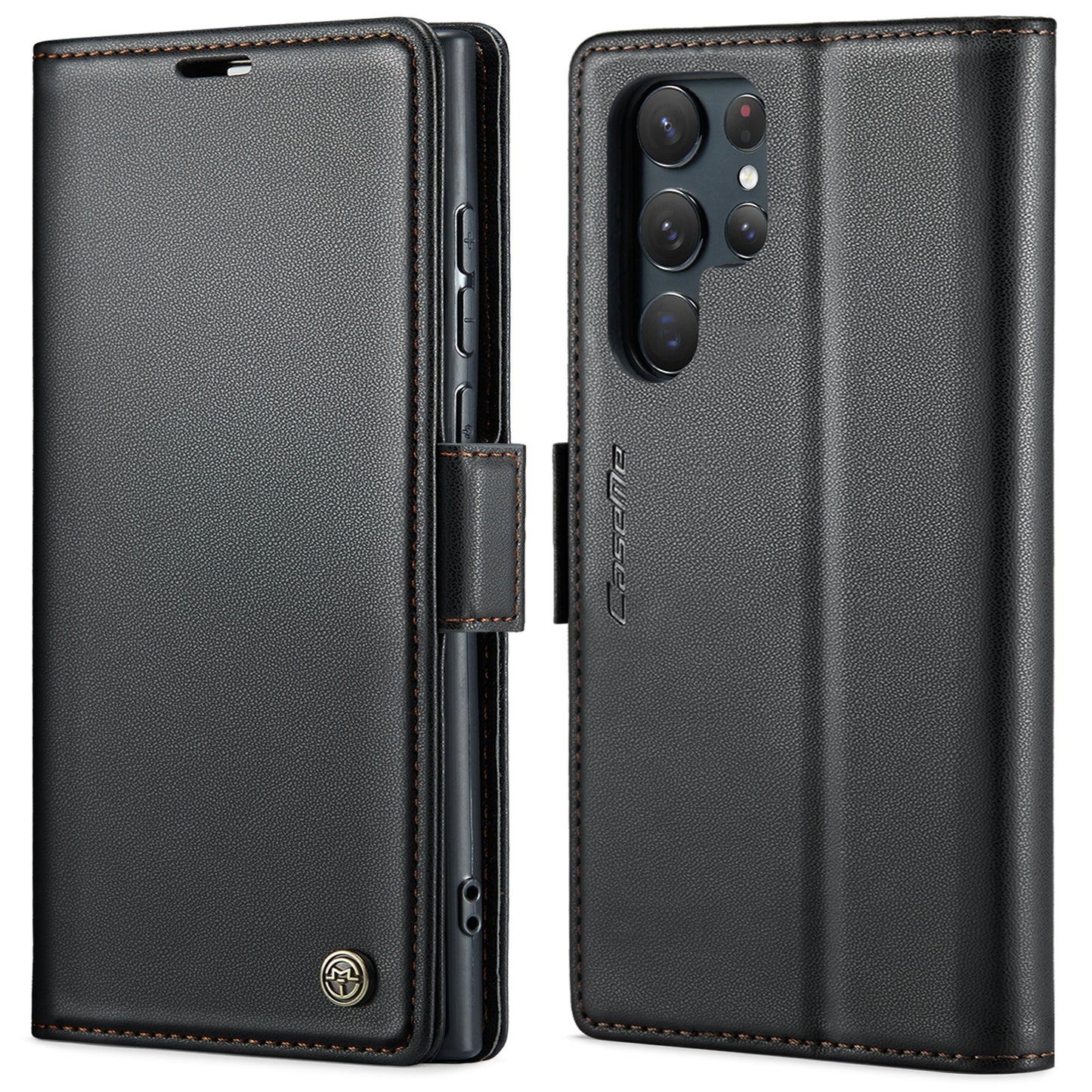 Samsung Galaxy S22 Ultra 5G Litchi Texture RFID Anti-theft Leather Phone Case with Butterfly Buckle, Stand & Card Wallet with TPU Shell