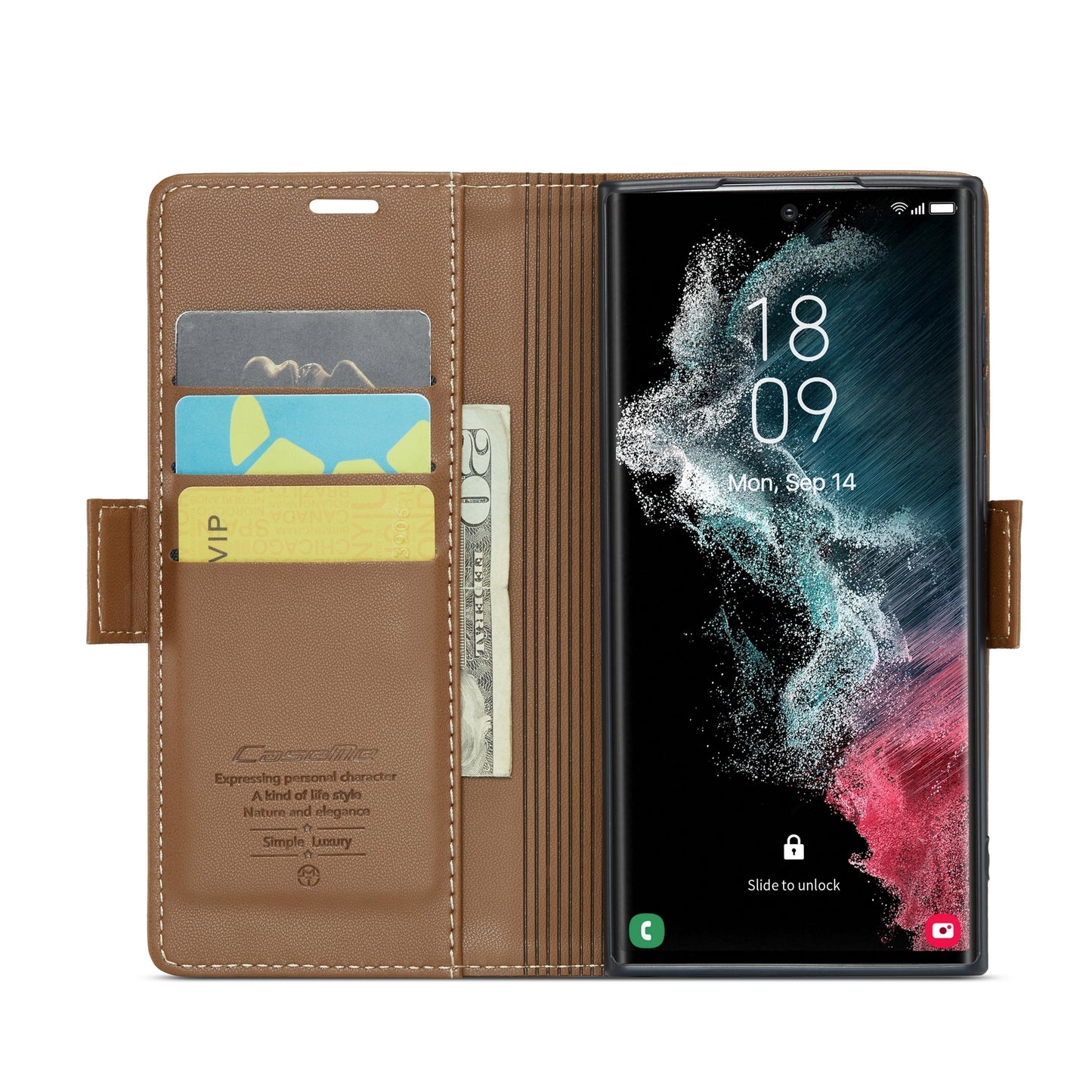 Samsung Galaxy S22 Ultra 5G Litchi Texture RFID Anti-theft Leather Phone Case with Butterfly Buckle, Stand & Card Wallet with TPU Shell