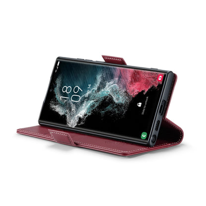 Samsung Galaxy S22 Ultra 5G Litchi Texture RFID Anti-theft Leather Phone Case with Butterfly Buckle, Stand & Card Wallet with TPU Shell