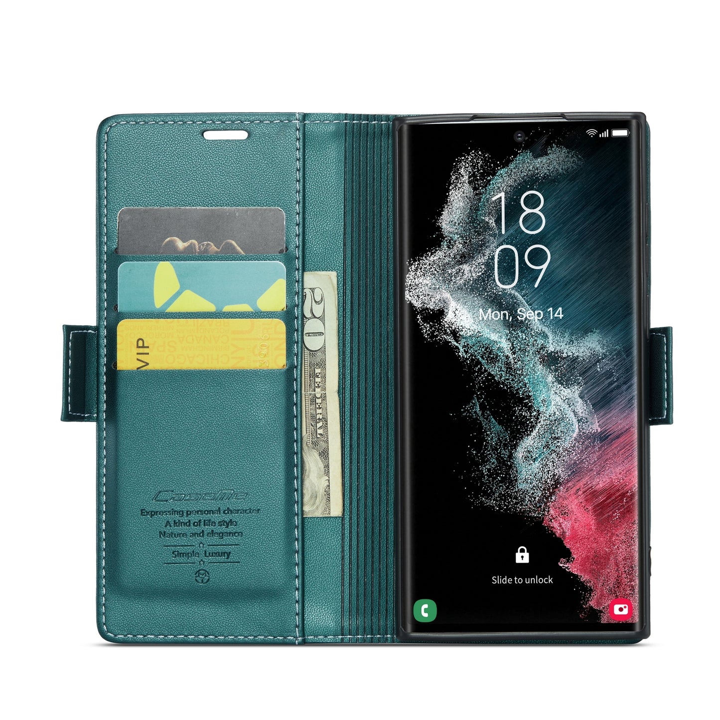 Samsung Galaxy S22 Ultra 5G Litchi Texture RFID Anti-theft Leather Phone Case with Butterfly Buckle, Stand & Card Wallet with TPU Shell