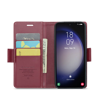 Samsung Galaxy S23+ 5G Litchi Texture RFID Anti-theft Leather Phone Case with Butterfly Buckle, Stand & Card Wallet with TPU Shell