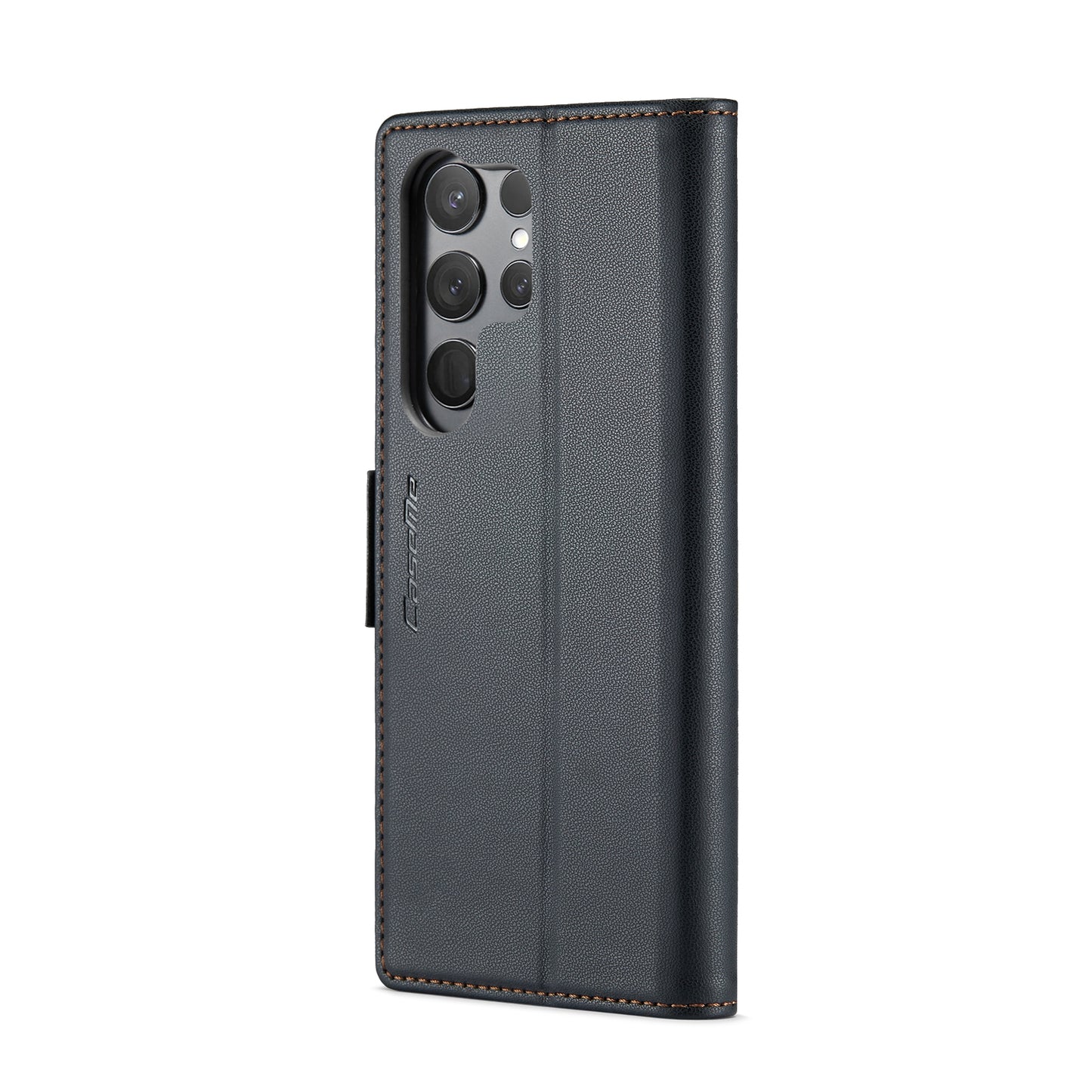 Samsung Galaxy S23 Ultra 5G Litchi Texture RFID Anti-theft Leather Phone Case with Butterfly Buckle, Stand & Card Wallet with TPU Shell