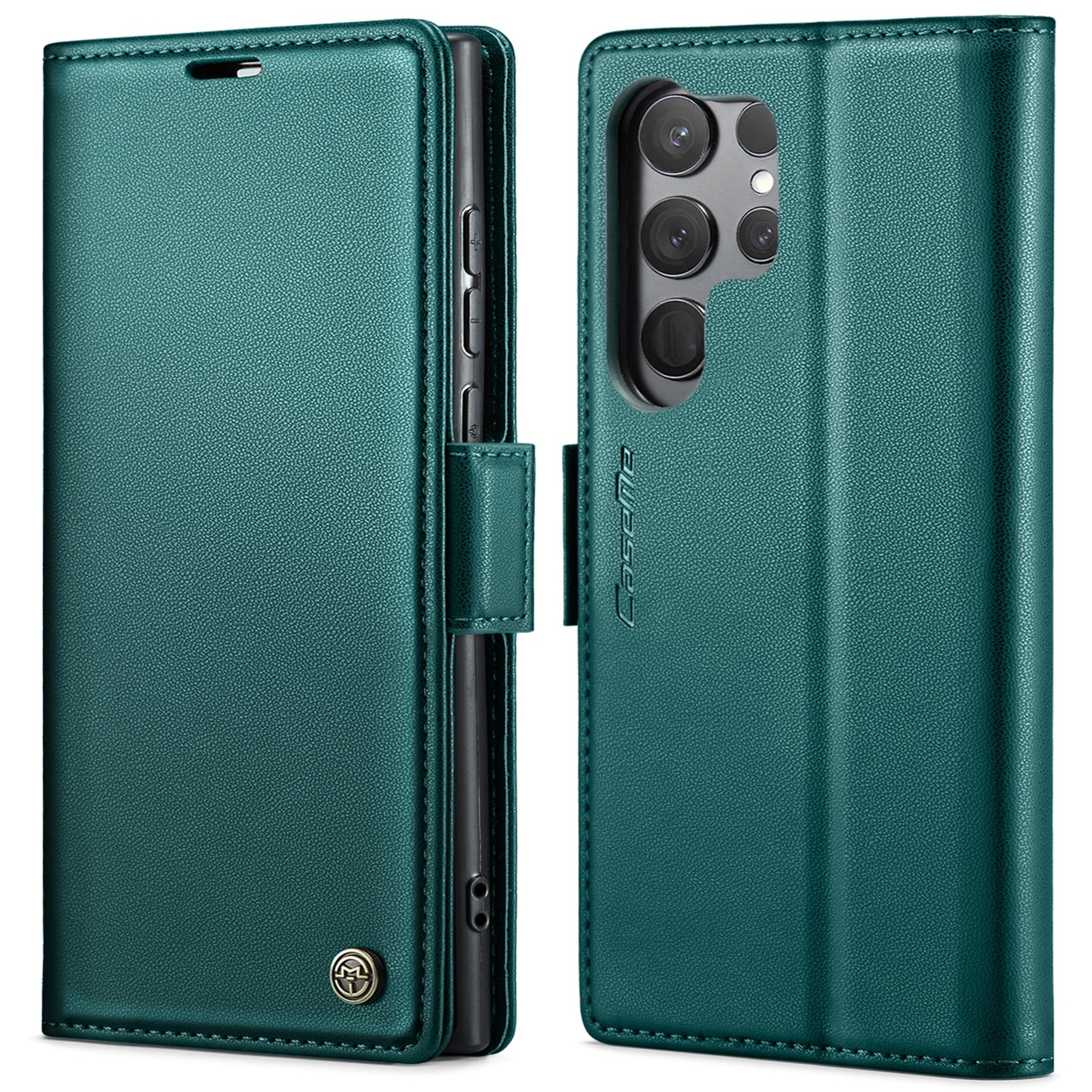 Samsung Galaxy S23 Ultra 5G Litchi Texture RFID Anti-theft Leather Phone Case with Butterfly Buckle, Stand & Card Wallet with TPU Shell