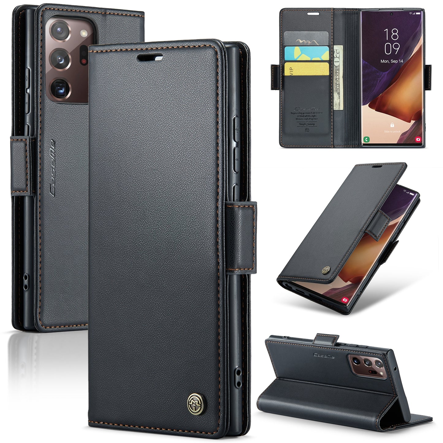 Samsung Galaxy Note20 Ultra Litchi Texture RFID Anti-theft Leather Phone Case with Butterfly Buckle, Stand & Card Wallet with TPU Shell