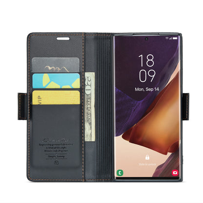 Samsung Galaxy Note20 Ultra Litchi Texture RFID Anti-theft Leather Phone Case with Butterfly Buckle, Stand & Card Wallet with TPU Shell