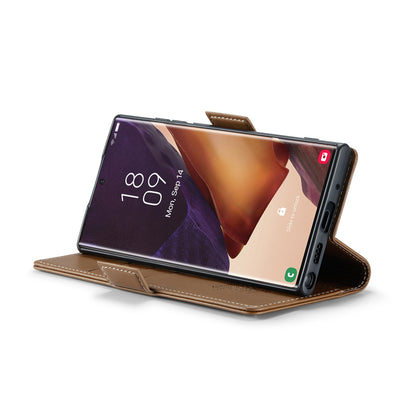 Samsung Galaxy Note20 Ultra Litchi Texture RFID Anti-theft Leather Phone Case with Butterfly Buckle, Stand & Card Wallet with TPU Shell