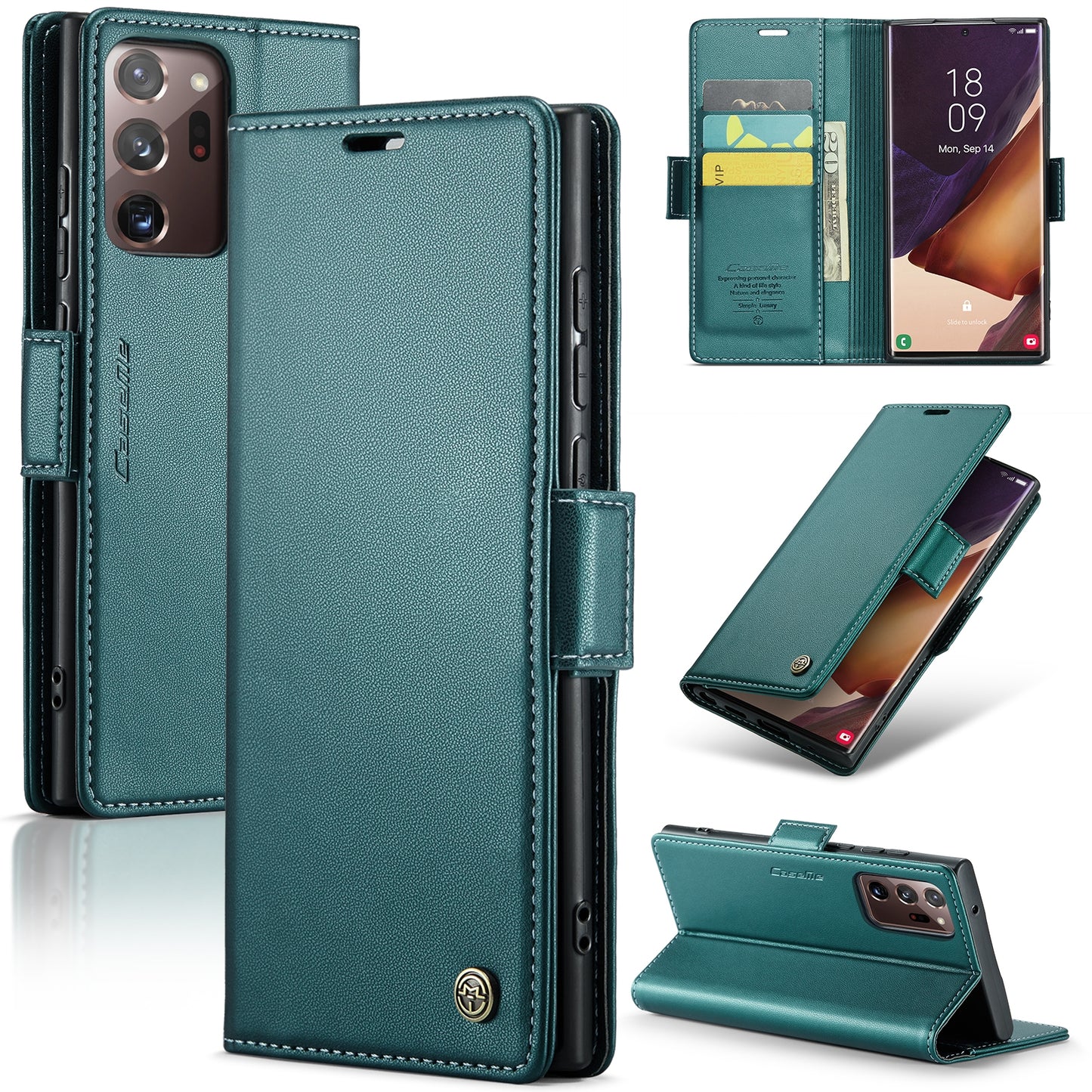 Samsung Galaxy Note20 Ultra Litchi Texture RFID Anti-theft Leather Phone Case with Butterfly Buckle, Stand & Card Wallet with TPU Shell