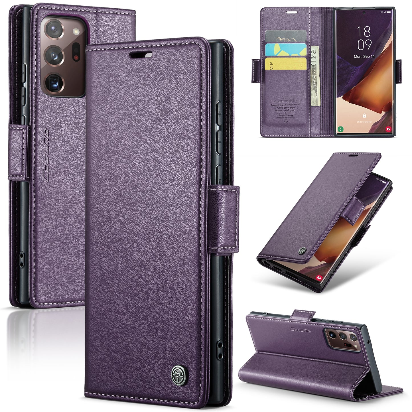 Samsung Galaxy Note20 Ultra Litchi Texture RFID Anti-theft Leather Phone Case with Butterfly Buckle, Stand & Card Wallet with TPU Shell