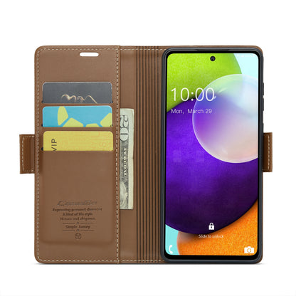 Samsung Galaxy A52/A52s 5G Litchi Texture RFID Anti-theft Leather Phone Case with Butterfly Buckle, Stand & Card Wallet with TPU Shell