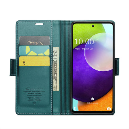 Samsung Galaxy A52/A52s 5G Litchi Texture RFID Anti-theft Leather Phone Case with Butterfly Buckle, Stand & Card Wallet with TPU Shell