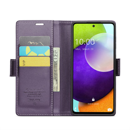 Samsung Galaxy A52/A52s 5G Litchi Texture RFID Anti-theft Leather Phone Case with Butterfly Buckle, Stand & Card Wallet with TPU Shell
