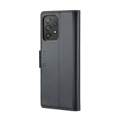 Samsung Galaxy A53 Litchi Texture RFID Anti-theft Leather Phone Case with Butterfly Buckle, Stand & Card Wallet with TPU Shell