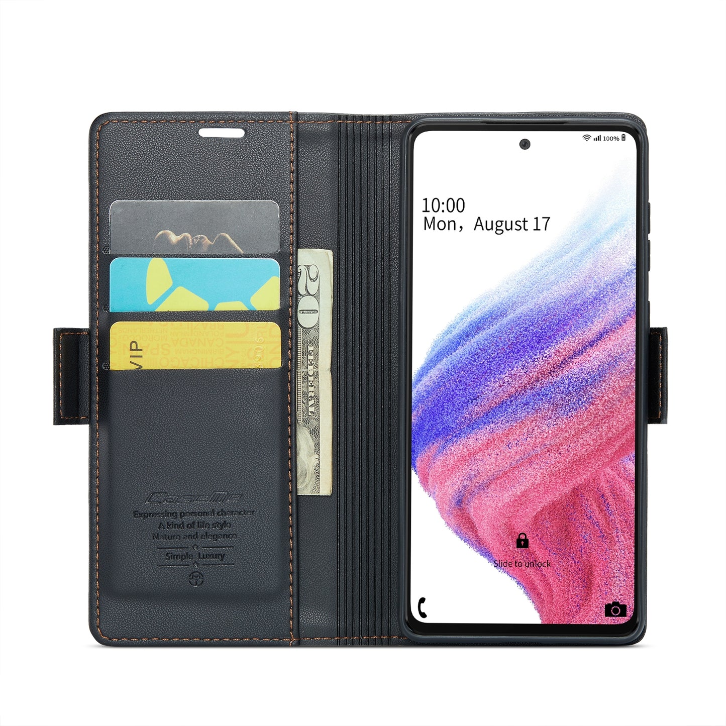 Samsung Galaxy A53 Litchi Texture RFID Anti-theft Leather Phone Case with Butterfly Buckle, Stand & Card Wallet with TPU Shell