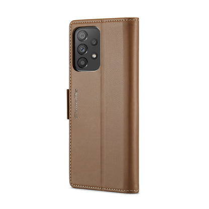 Samsung Galaxy A53 Litchi Texture RFID Anti-theft Leather Phone Case with Butterfly Buckle, Stand & Card Wallet with TPU Shell