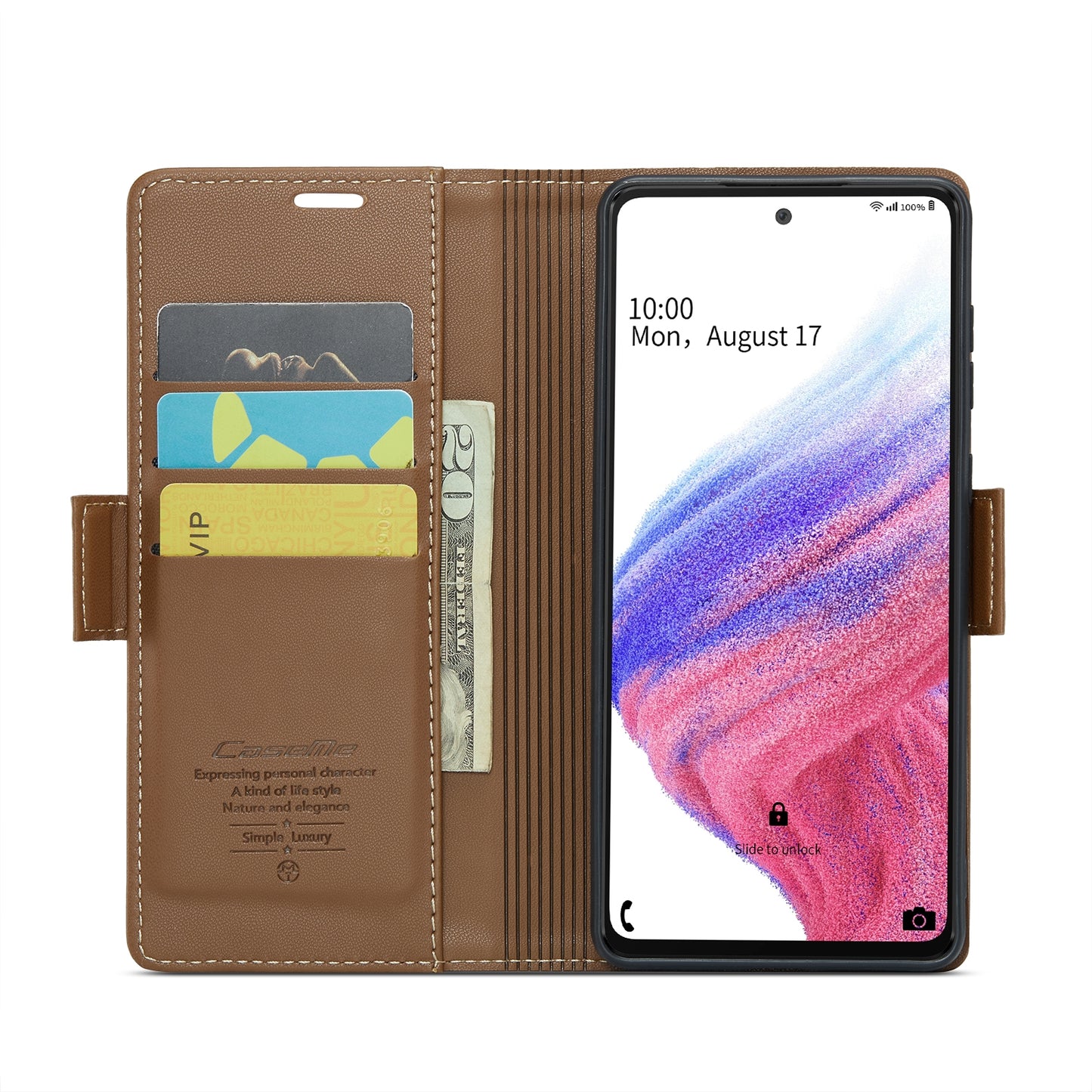 Samsung Galaxy A53 Litchi Texture RFID Anti-theft Leather Phone Case with Butterfly Buckle, Stand & Card Wallet with TPU Shell