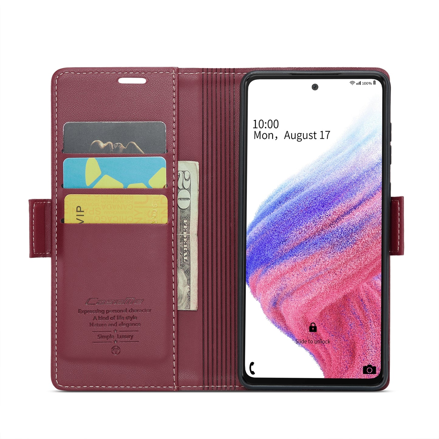 Samsung Galaxy A53 Litchi Texture RFID Anti-theft Leather Phone Case with Butterfly Buckle, Stand & Card Wallet with TPU Shell
