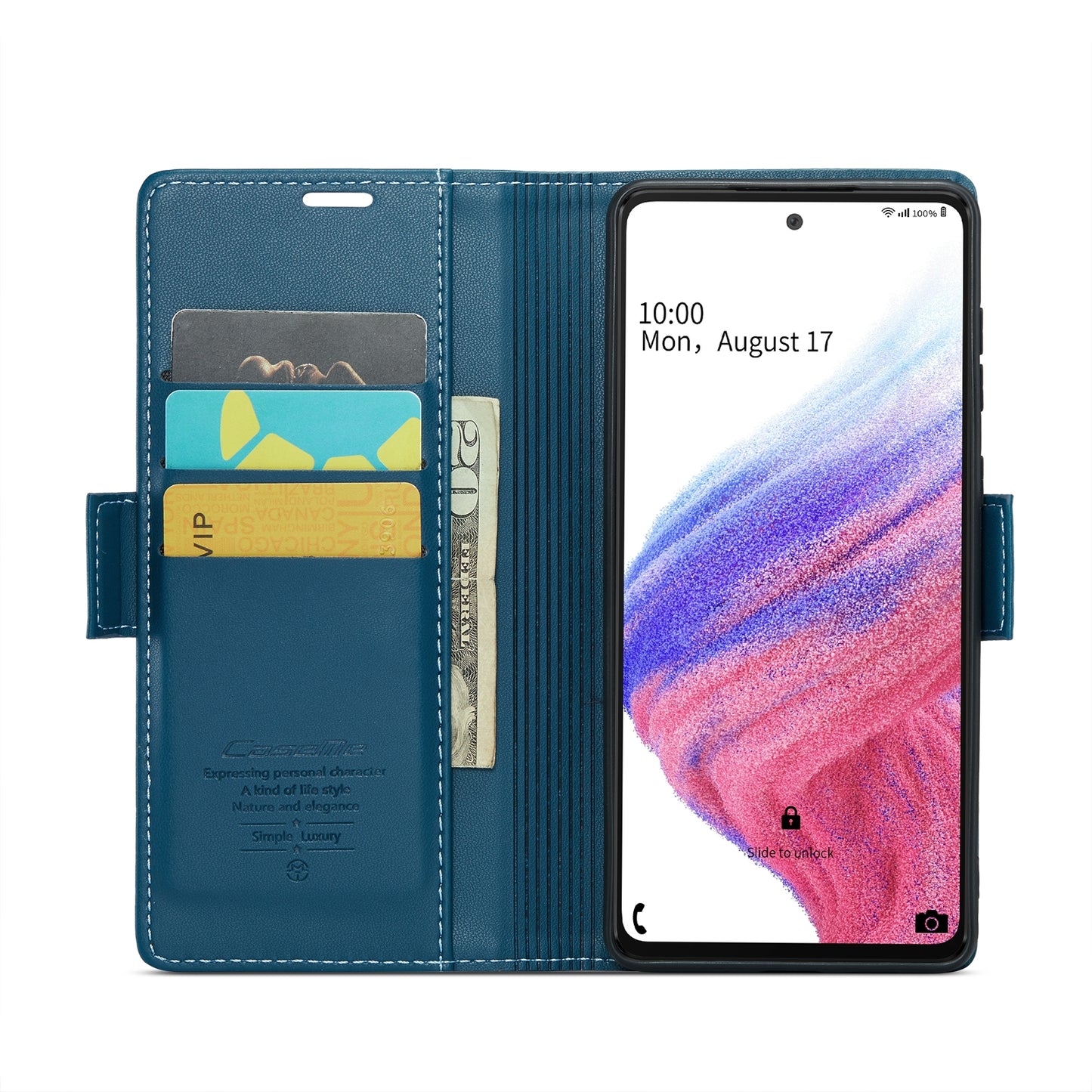 Samsung Galaxy A53 Litchi Texture RFID Anti-theft Leather Phone Case with Butterfly Buckle, Stand & Card Wallet with TPU Shell