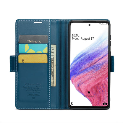 Samsung Galaxy A53 Litchi Texture RFID Anti-theft Leather Phone Case with Butterfly Buckle, Stand & Card Wallet with TPU Shell