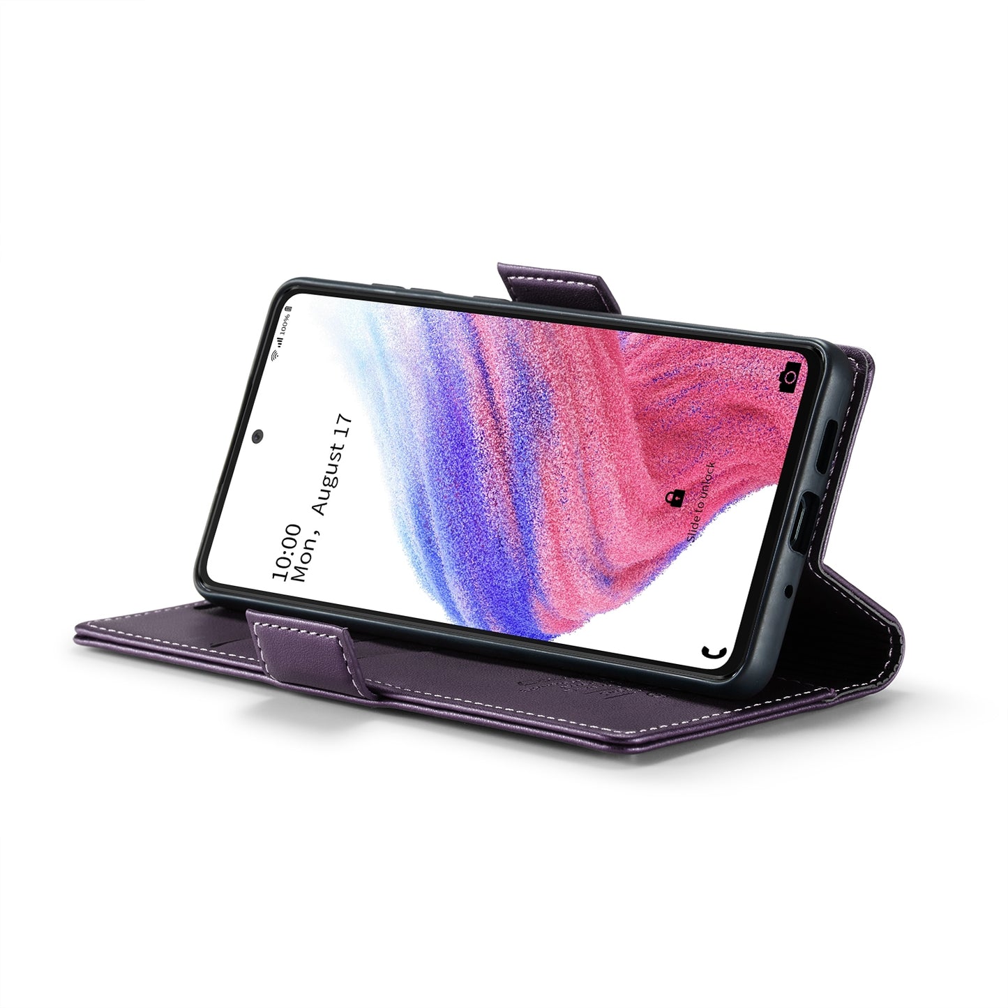 Samsung Galaxy A53 Litchi Texture RFID Anti-theft Leather Phone Case with Butterfly Buckle, Stand & Card Wallet with TPU Shell