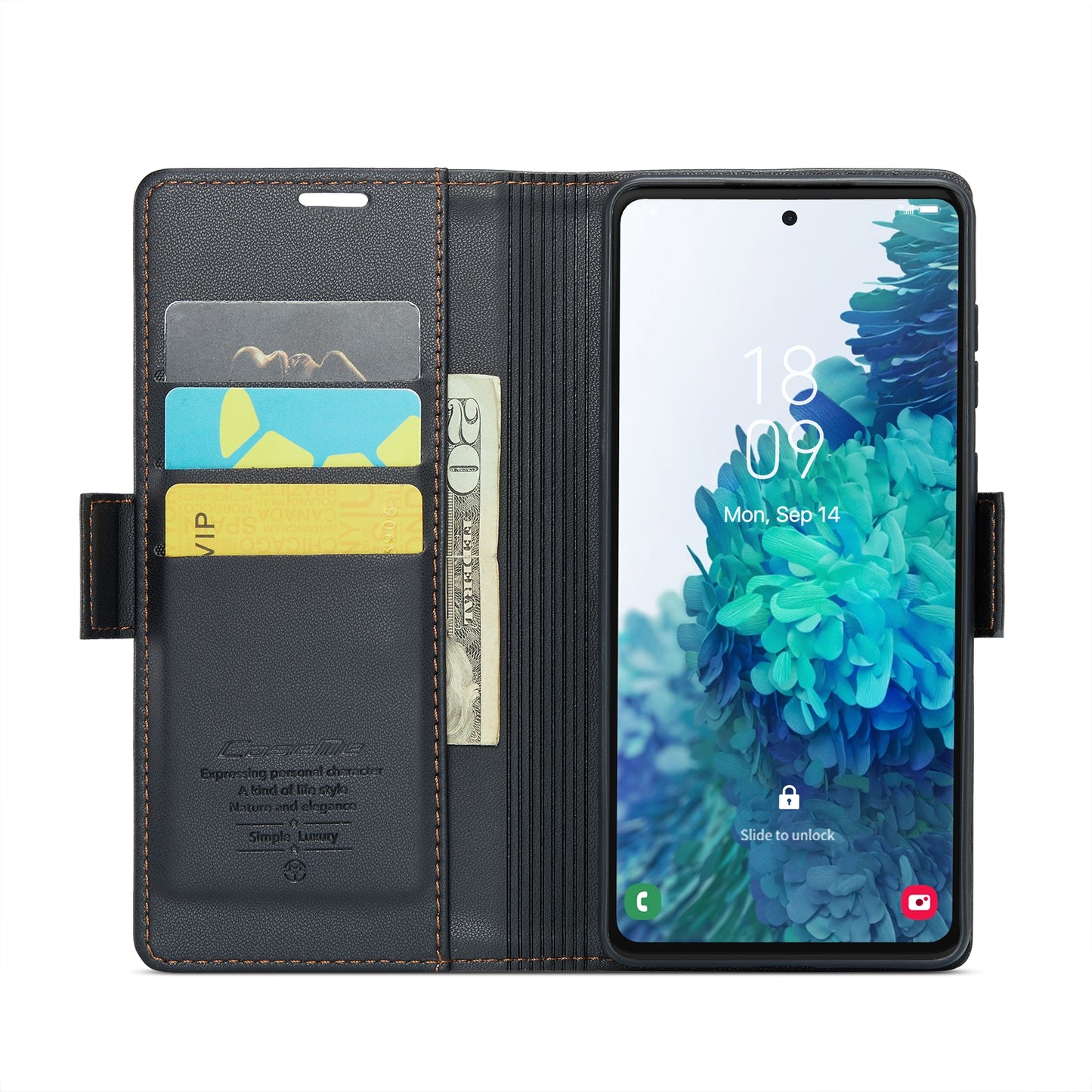 Samsung Galaxy S20 FE Litchi Texture RFID Anti-theft Leather Phone Case with Butterfly Buckle, Stand & Card Wallet with TPU Shell