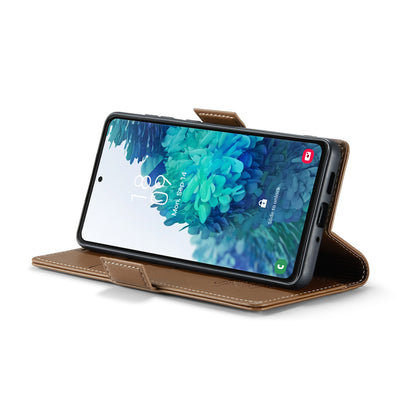 Samsung Galaxy S20 FE Litchi Texture RFID Anti-theft Leather Phone Case with Butterfly Buckle, Stand & Card Wallet with TPU Shell