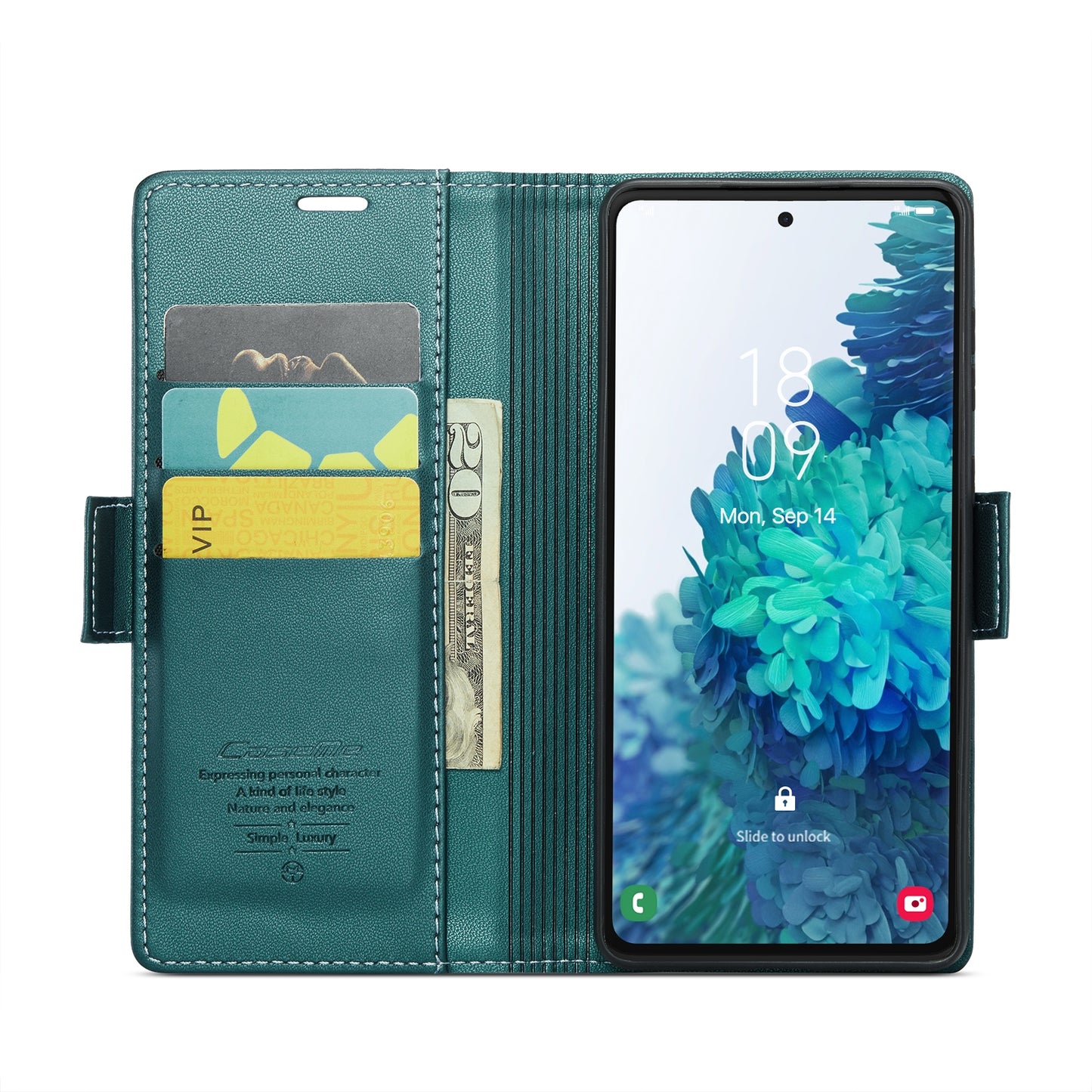 Samsung Galaxy S20 FE Litchi Texture RFID Anti-theft Leather Phone Case with Butterfly Buckle, Stand & Card Wallet with TPU Shell