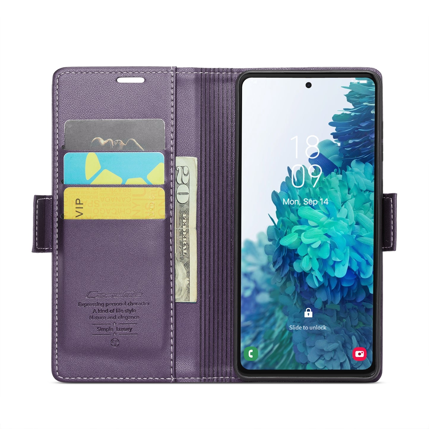 Samsung Galaxy S20 FE Litchi Texture RFID Anti-theft Leather Phone Case with Butterfly Buckle, Stand & Card Wallet with TPU Shell