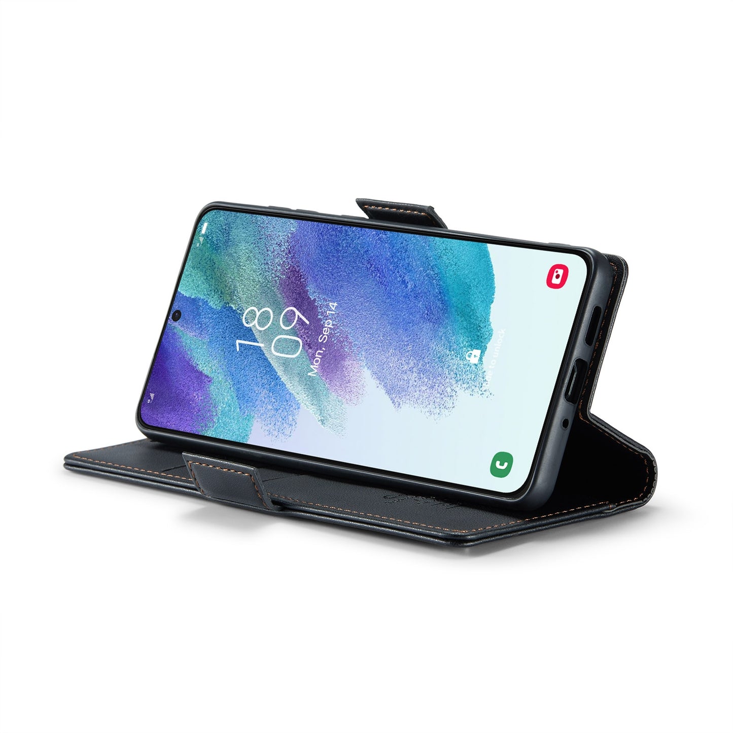 Samsung Galaxy S21 FE 5G Litchi Texture RFID Anti-theft Leather Phone Case with Butterfly Buckle, Stand & Card Wallet with TPU Shell