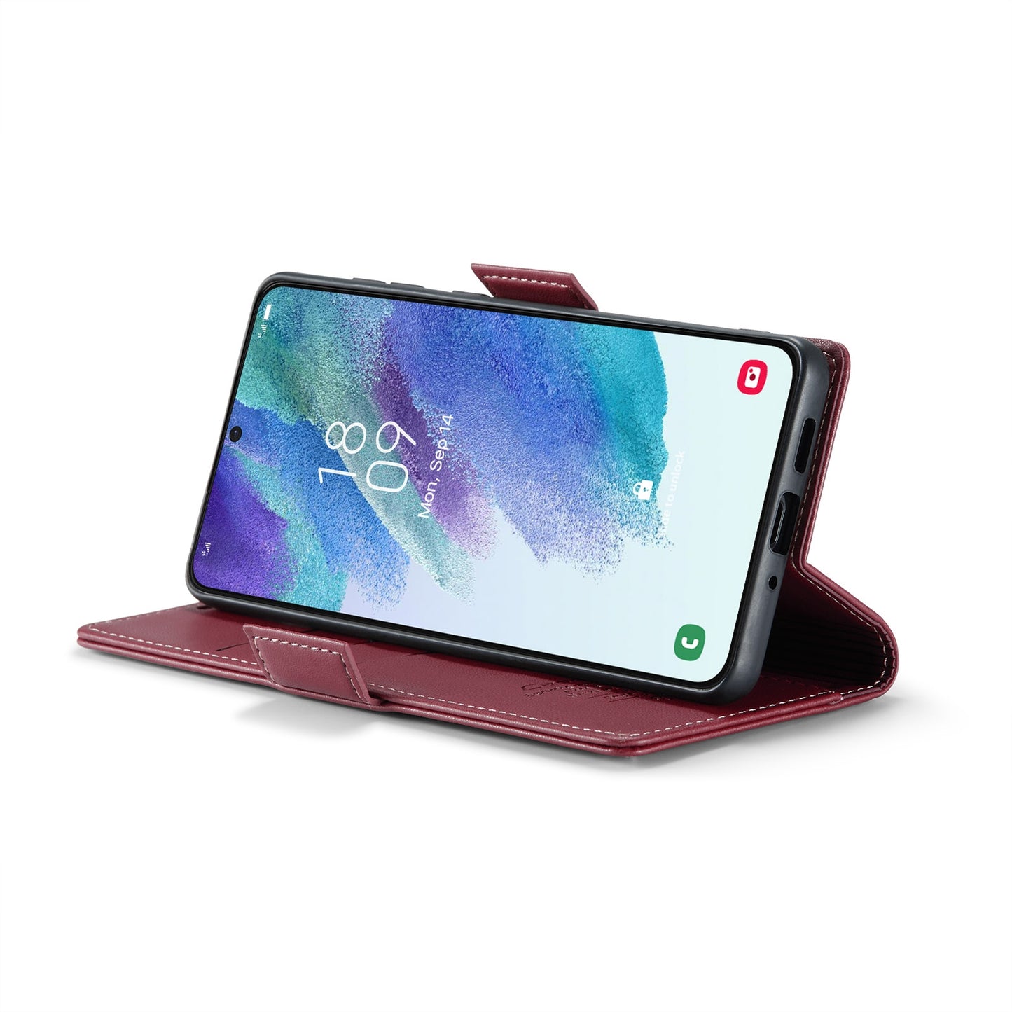 Samsung Galaxy S21 FE 5G Litchi Texture RFID Anti-theft Leather Phone Case with Butterfly Buckle, Stand & Card Wallet with TPU Shell