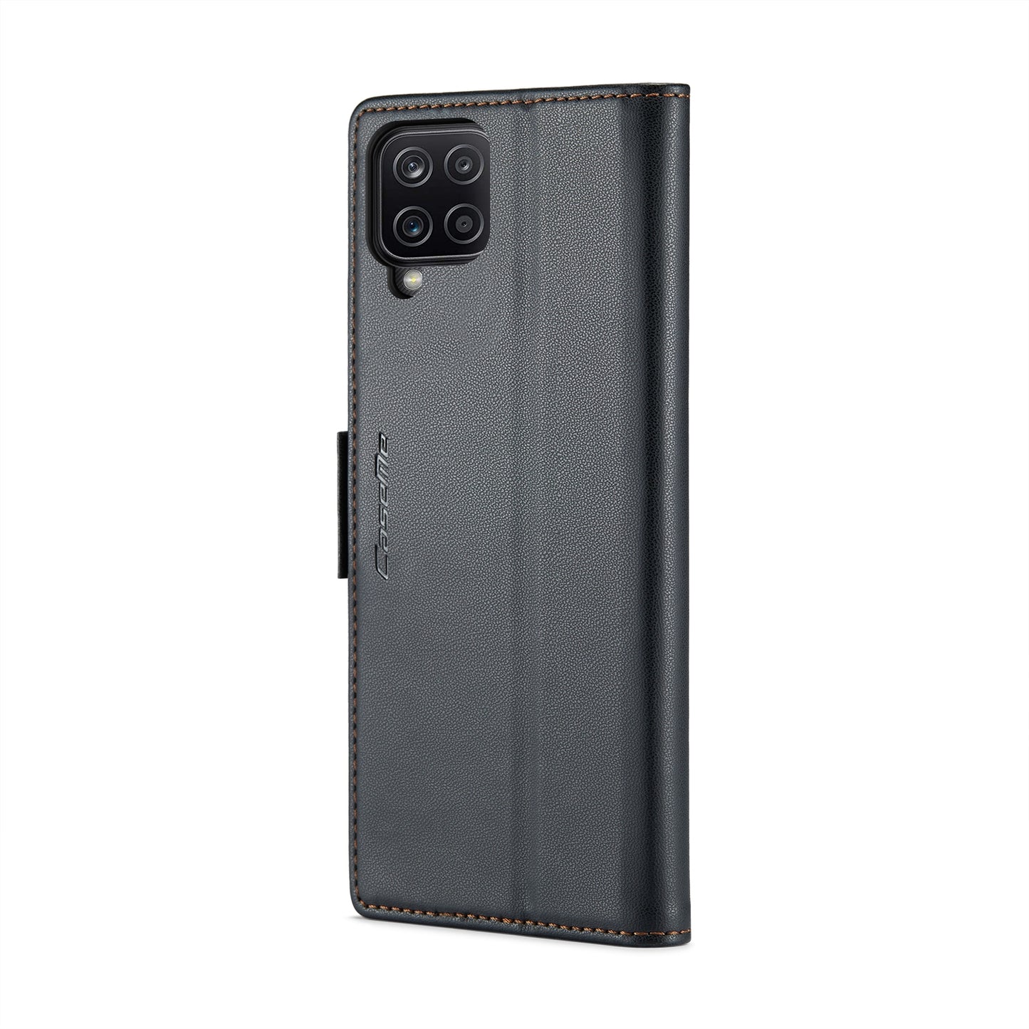 Samsung Galaxy A12 5G Litchi Texture RFID Anti-theft Leather Phone Case with Butterfly Buckle, Stand & Card Wallet with TPU Shell