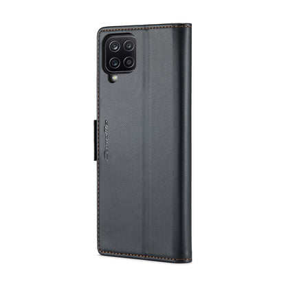 Samsung Galaxy A12 5G Litchi Texture RFID Anti-theft Leather Phone Case with Butterfly Buckle, Stand & Card Wallet with TPU Shell