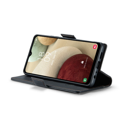 Samsung Galaxy A12 5G Litchi Texture RFID Anti-theft Leather Phone Case with Butterfly Buckle, Stand & Card Wallet with TPU Shell