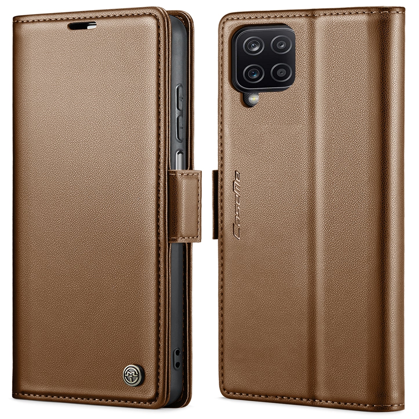 Samsung Galaxy A12 5G Litchi Texture RFID Anti-theft Leather Phone Case with Butterfly Buckle, Stand & Card Wallet with TPU Shell