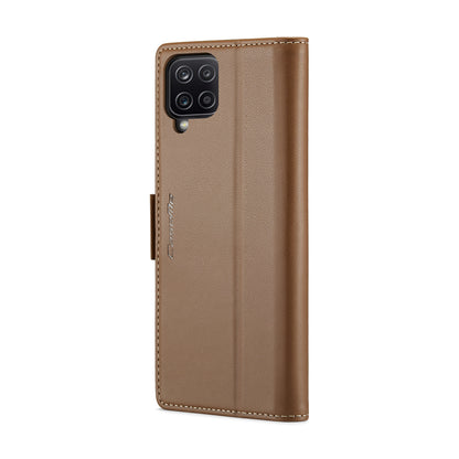 Samsung Galaxy A12 5G Litchi Texture RFID Anti-theft Leather Phone Case with Butterfly Buckle, Stand & Card Wallet with TPU Shell